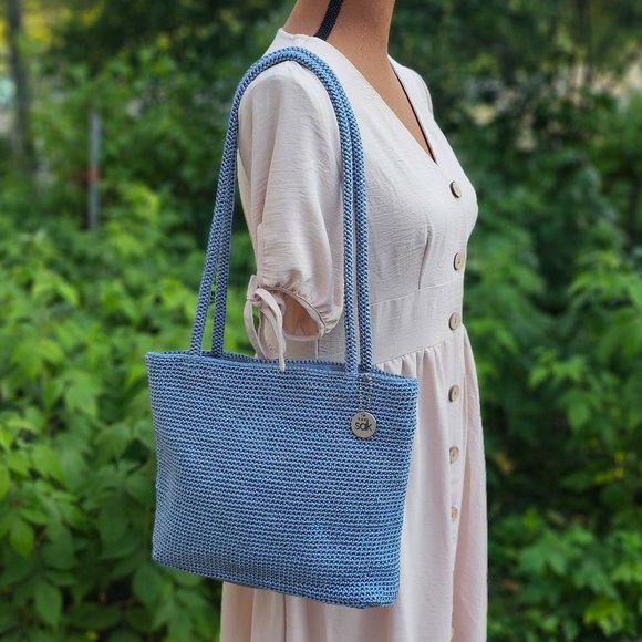 The Sak Handbags - The Sak Crochet Hobo Shoulder Bag, Dusty Blue, Excellent condition